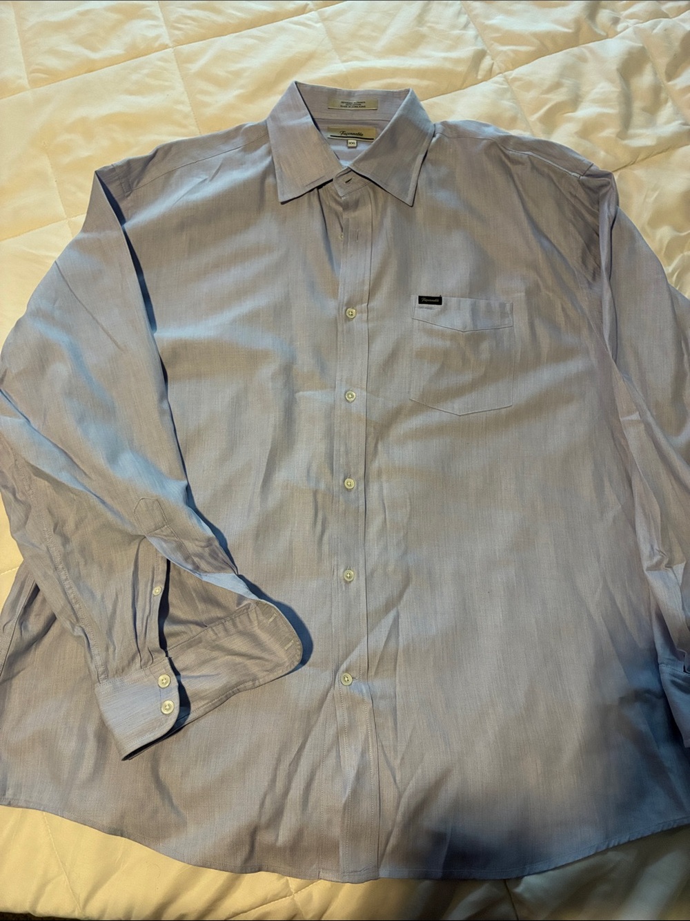 Faconnable Light Blue Striped Long-Sleeve Dress Shirt